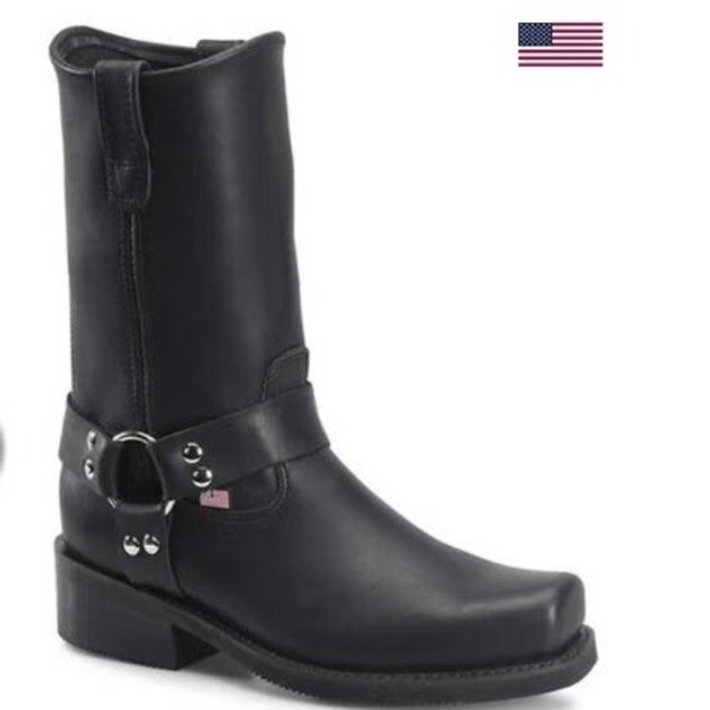 Double D Tuff Leather Harness Boots Square Toe Motorcycle Biker Union Made Sz 13